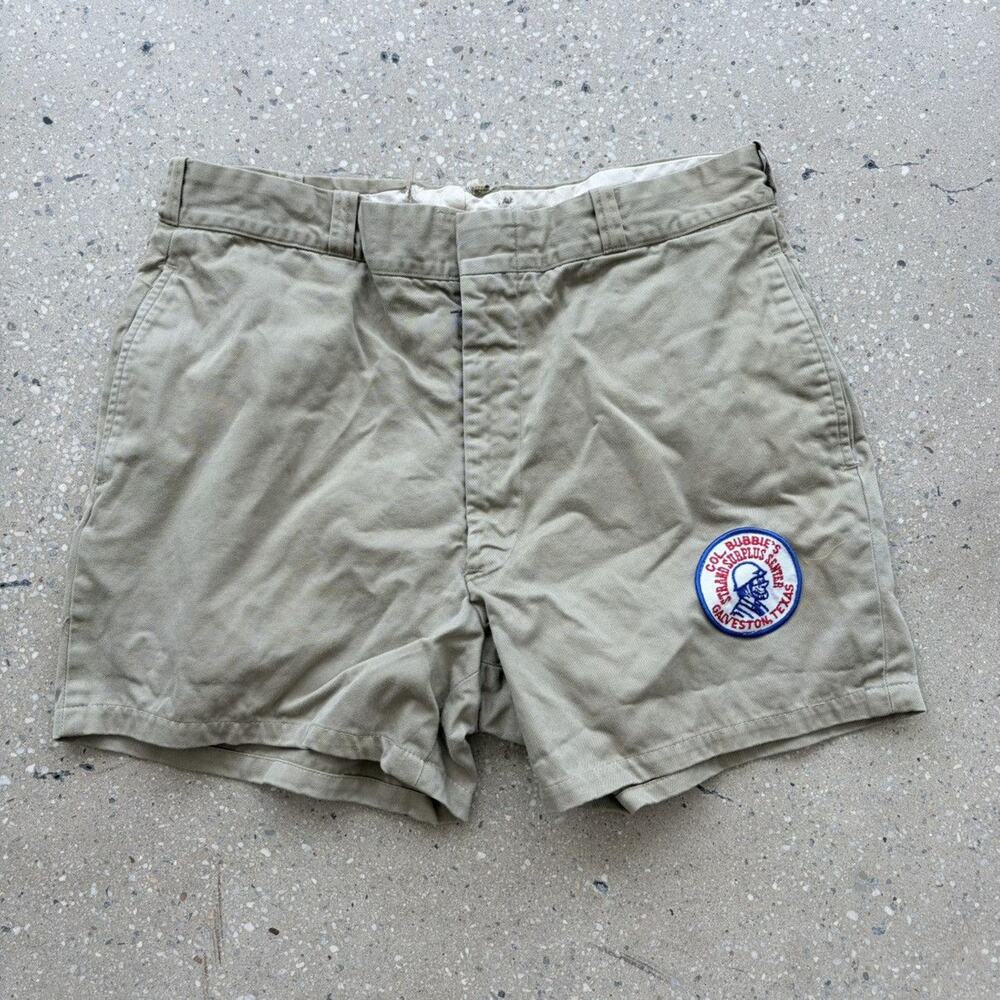 Vintage 50s US Army Tan Canvas Chino Shorts 33x5
